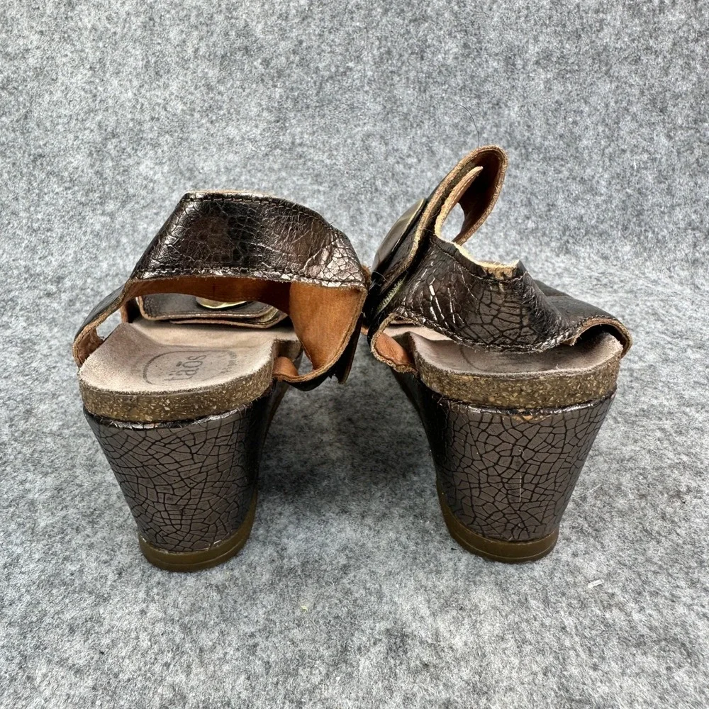 Taos Carousel Wedge Sandals Womens 39 Bronze Metallic Leather Comfort Slingback